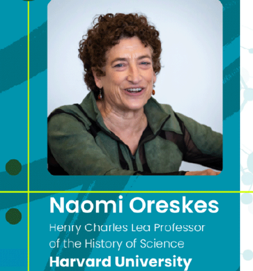 Interdisciplinary Science Communication Workshop graphic featuring Naomi Oreskes as the closing keynote speaker. Her talk is titled, "How Market Fundamentalism Has Blocked Climate Action."